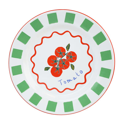 Tomato Green Enamel Plate - 25cm | Summer Tableware |