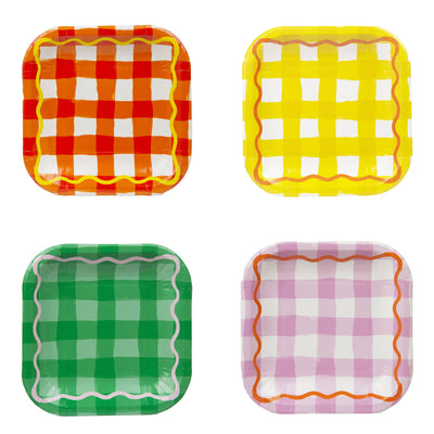 Everyone's Welcome Square Gingham Paper Plates - 12 Pack