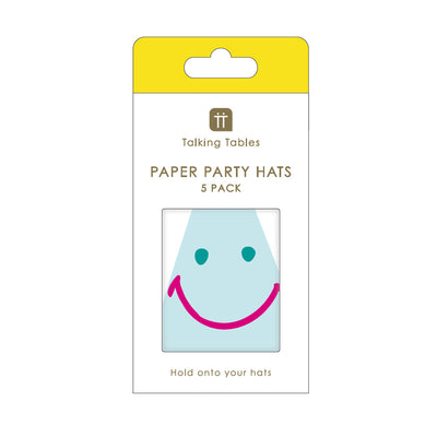 Happy Face Paper Party Hats - 5 Pack