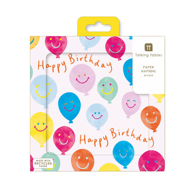 Happy Face Birthday Paper Napkins - 20 Pack