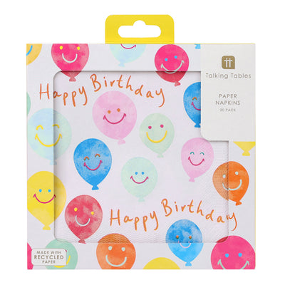 Happy Face Birthday Paper Napkins - 20 Pack