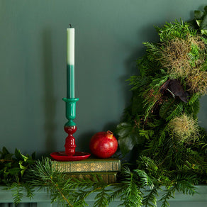 Red & Green Ombre Glass Candle Holder