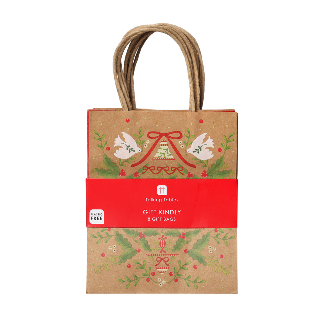 Folklore Green Christmas Paper Gift Bags - 8 Pack