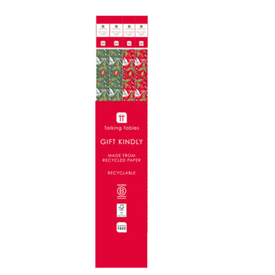 Folklore Red & Green Recycled Christmas Wrapping Paper - 3m