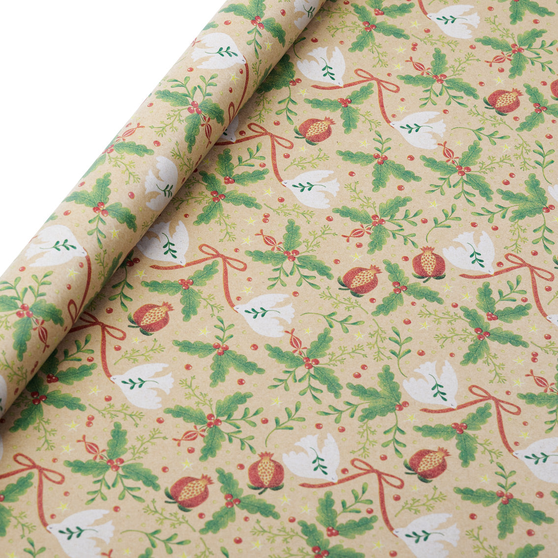 Folklore Brown Recycled Christmas Wrapping Paper - 3m