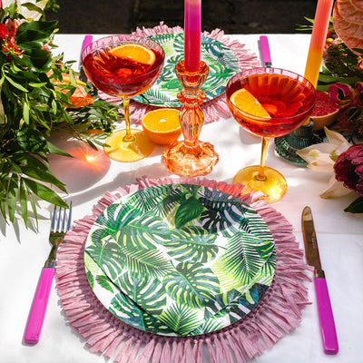 Tropical Palm Leaf Paper Plates  - 8 Pack | Summer Party Plates |