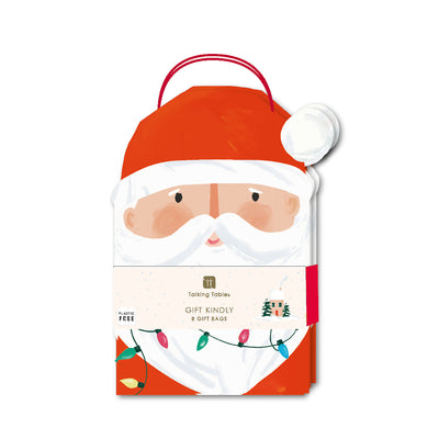 Fun Guy Santa Christmas Paper Gift Bags - 8 Pack