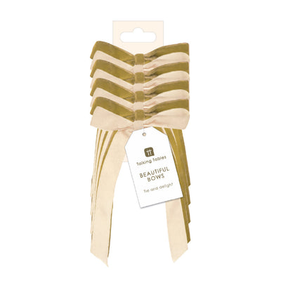 Gold & Cream Velvet Bows - 8 Pack | Christmas Decor |