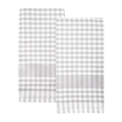 Bon Appetit Grey & White Fabric Gingham Napkins/Tea Towels - 2 Pack