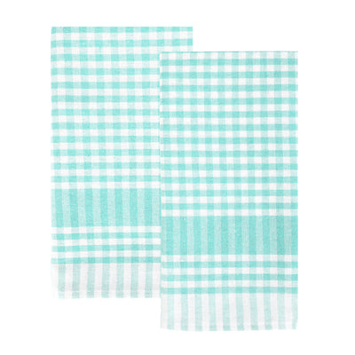 Bon Appetit Mint Green & White Fabric Gingham Napkins/Tea Towels - 2 Pack