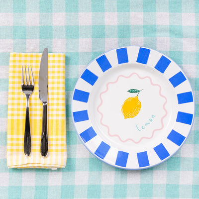 Bon Appetit Yellow & White Fabric Gingham Napkins/Tea Towels - 2 Pack
