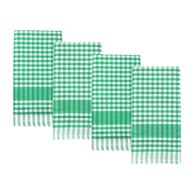 Bon Appetit Green & White Fabric Gingham Napkins/Tea Towels - 4 Pack
