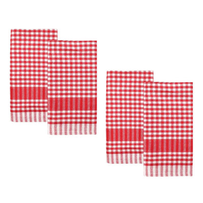 Bon Appetit Red & White Fabric Gingham Napkins/Tea Towels - 2 Pack