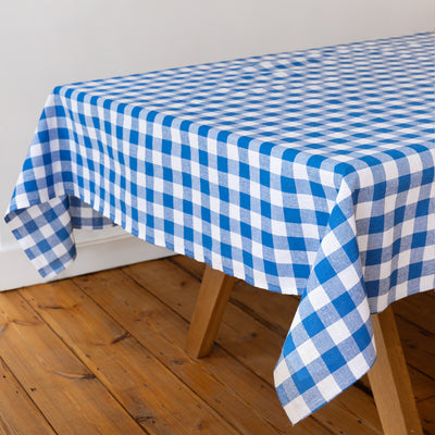 Bon Appetit Blue & White Fabric Gingham Tablecloth