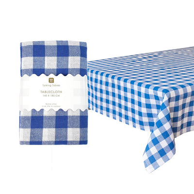 Bon Appetit Blue & White Fabric Gingham Tablecloth