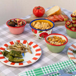 Bon Appetit Grey & White Fabric Gingham Tablecloth