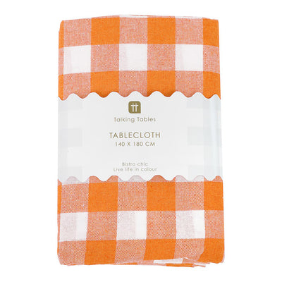 Bon Appetit Orange & White Fabric Gingham Tablecloth