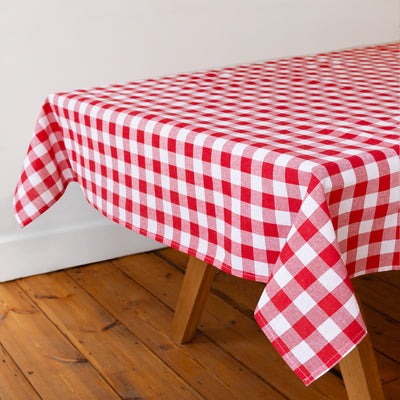 Bon Appetit Red & White Fabric Gingham Tablecloth