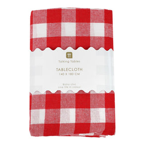 Bon Appetit Red & White Fabric Gingham Tablecloth