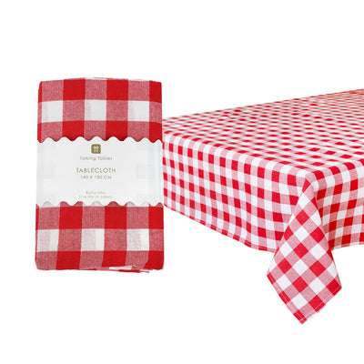 Bon Appetit Red & White Fabric Gingham Tablecloth