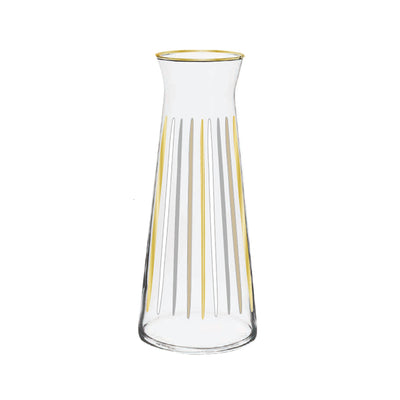 White & Gold Striped Glass Carafe - 25cm