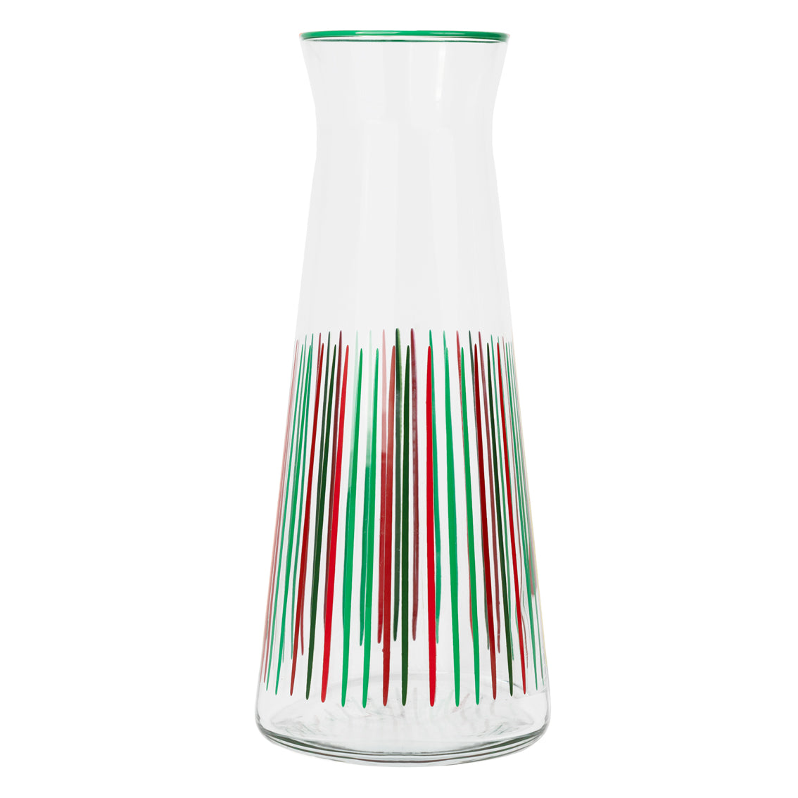 Red & Green Striped Glass Carafe - 25cm