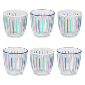 Blue & White Striped Glass Tumblers - 6 Pack