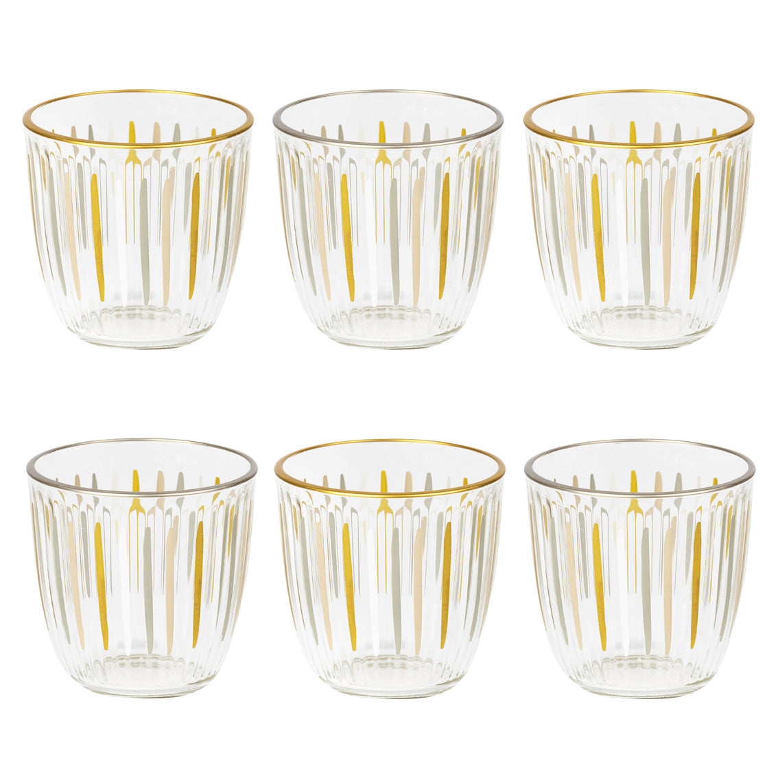 White & Gold Striped Tumbler - 6 Pack