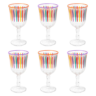 Striped Multi Colored Glass Wine Glasses | Summer Gifts |