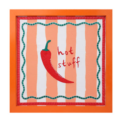 Hot Stuff Chilli Fabric Framed Sign