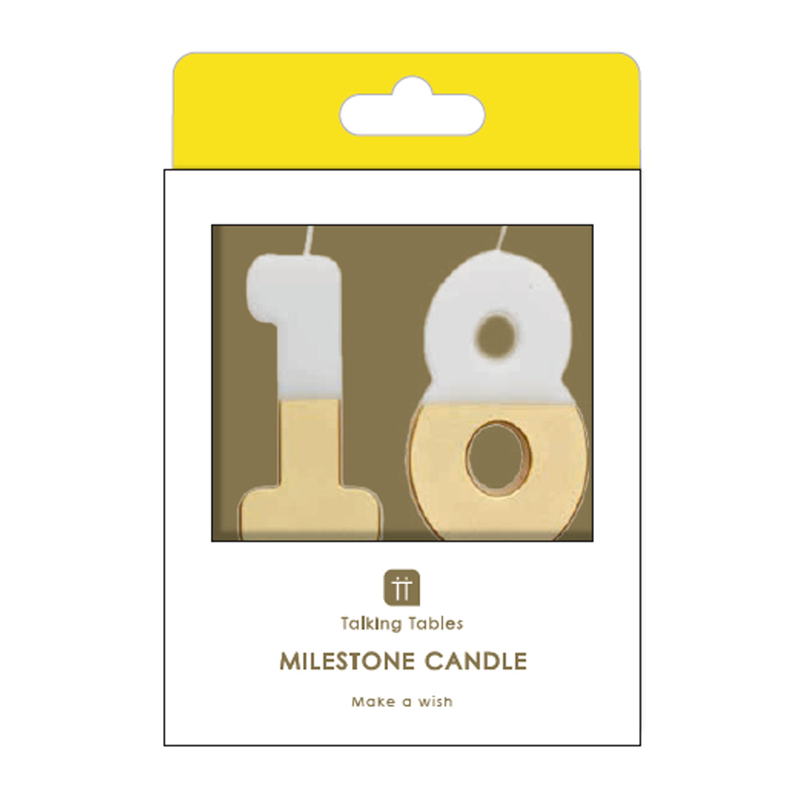 White & Gold Milestone Birthday Number Candle - 18