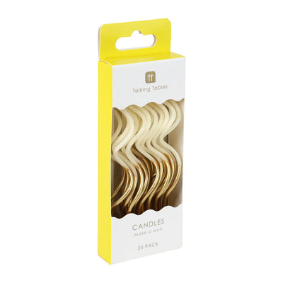 Gold & White Twist Birthday Candles - 20 Pack
