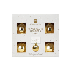 Luxe Gold Glass Disco Ball Place Card Holders - 6 Pack