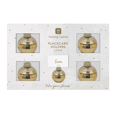 Luxe Gold Glass Disco Ball Place Card Holders - 6 Pack