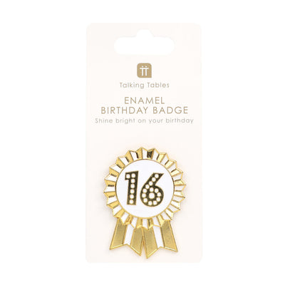 Luxe Gold Enamel Birthday Pin Badge - 16