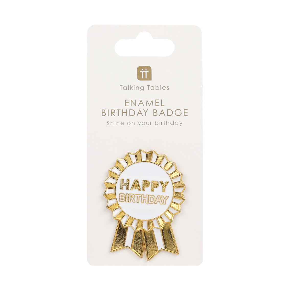 Luxe Gold Enamel "Happy Birthday" Pin Badge