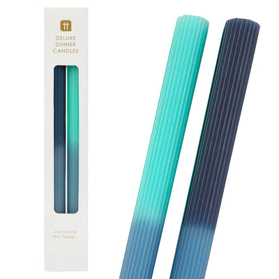 Marble 2 Tone Ombre Blue Dinner Candles - 2 Pack |