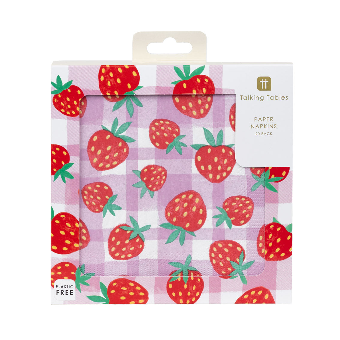 Mellow Strawberry Lilac Gingham Paper Napkins - 20 Pack