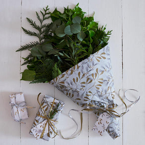 Mistletoe White Recycled Christmas Wrapping Paper - 3m