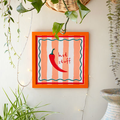 Hot Stuff Chilli Fabric Framed Sign