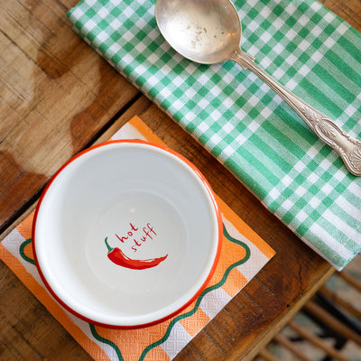 Bon Appetit Green & White Fabric Gingham Napkins/Tea Towels - 2 Pack