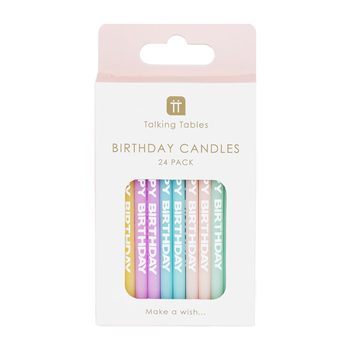 Pastel Happy Birthday Printed Candles - 24 Pack