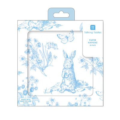 Playful Pierre Blue & White Paper Napkins - 20 Pack