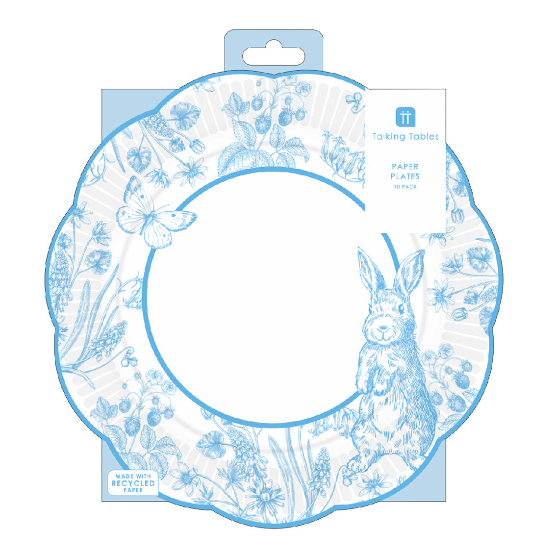 Playful Pierre Blue & White Scalloped Paper Plates - 10 Pack