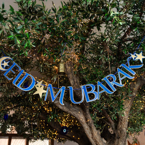 Party Porcelain Navy & Gold Eid Mubarak Paper Garland