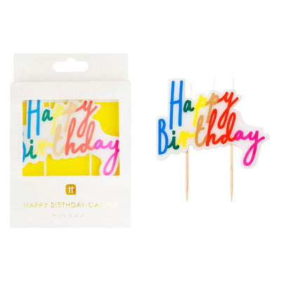 Rainbow Brights Large 'Happy Birthday' Candle