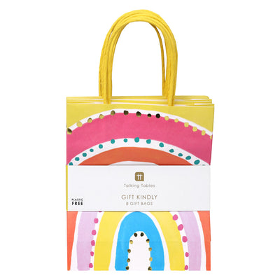 Rainbow Paper Gift Bags - 8 Pack | Pride Party Decor |