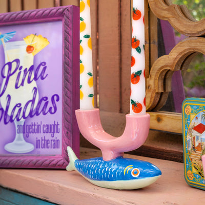 Bon Appetit Fish Ceramic Candle Holder