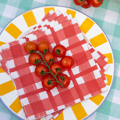 Bon Appetit Red & White Check Napkins - 20 Pack