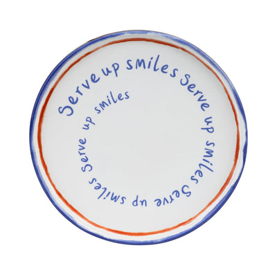 "Serve Up Smiles" Design Red Ceramic Side Plate - 18cm | Kitchenware |